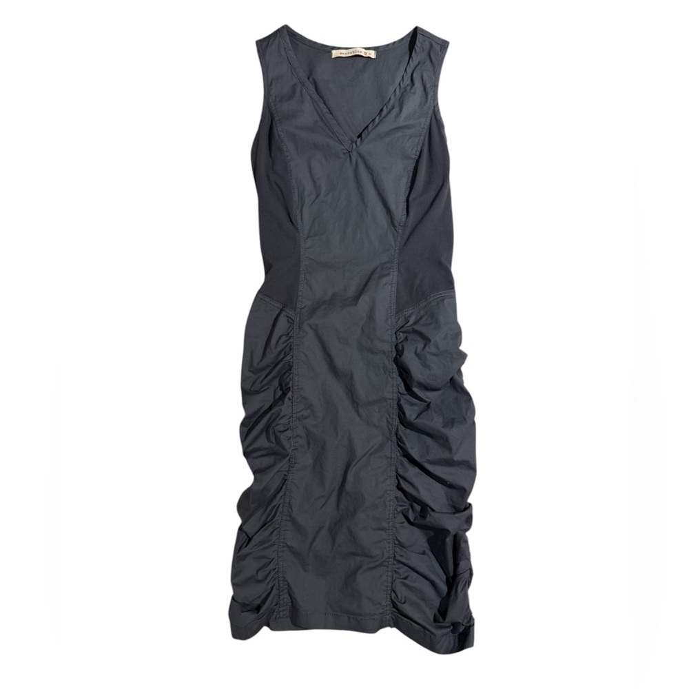 XCVI Wearables Raymond Sleeveless Dress Ruched Grey Black Size Small. (#0106)